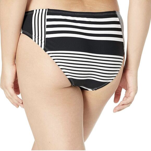 La Blanca NWT Black & White Fine Line Side Shirred Hipster Bikini Bottom US 14 - Picture 2 of 8